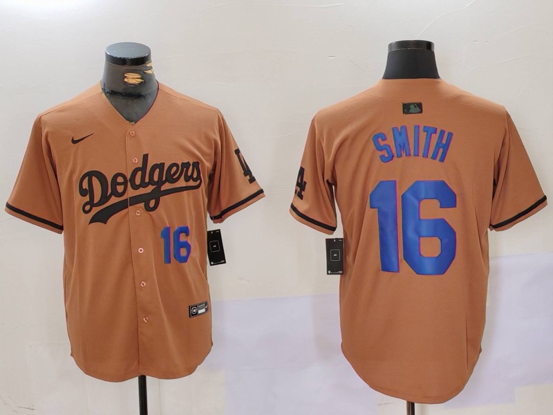 Men Los Angeles Dodgers #16 Smith army green joint name 2024 Nike MLB Jersey style 4